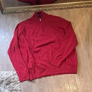 Tommy Hilfiger Men's Zip Up Red Sweater